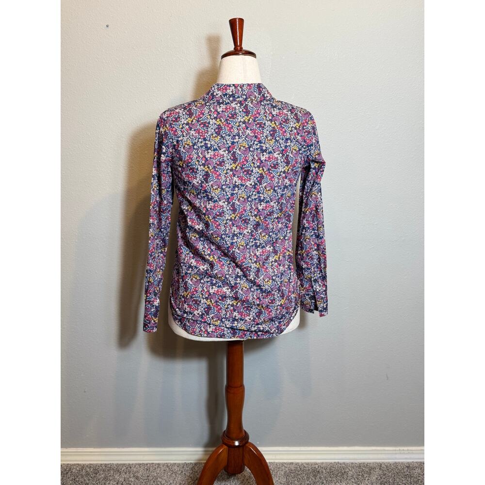 Boden women's shirt blue mini floral long sleeve button up 100% cotton Sz 6P - Picture 4 of 7